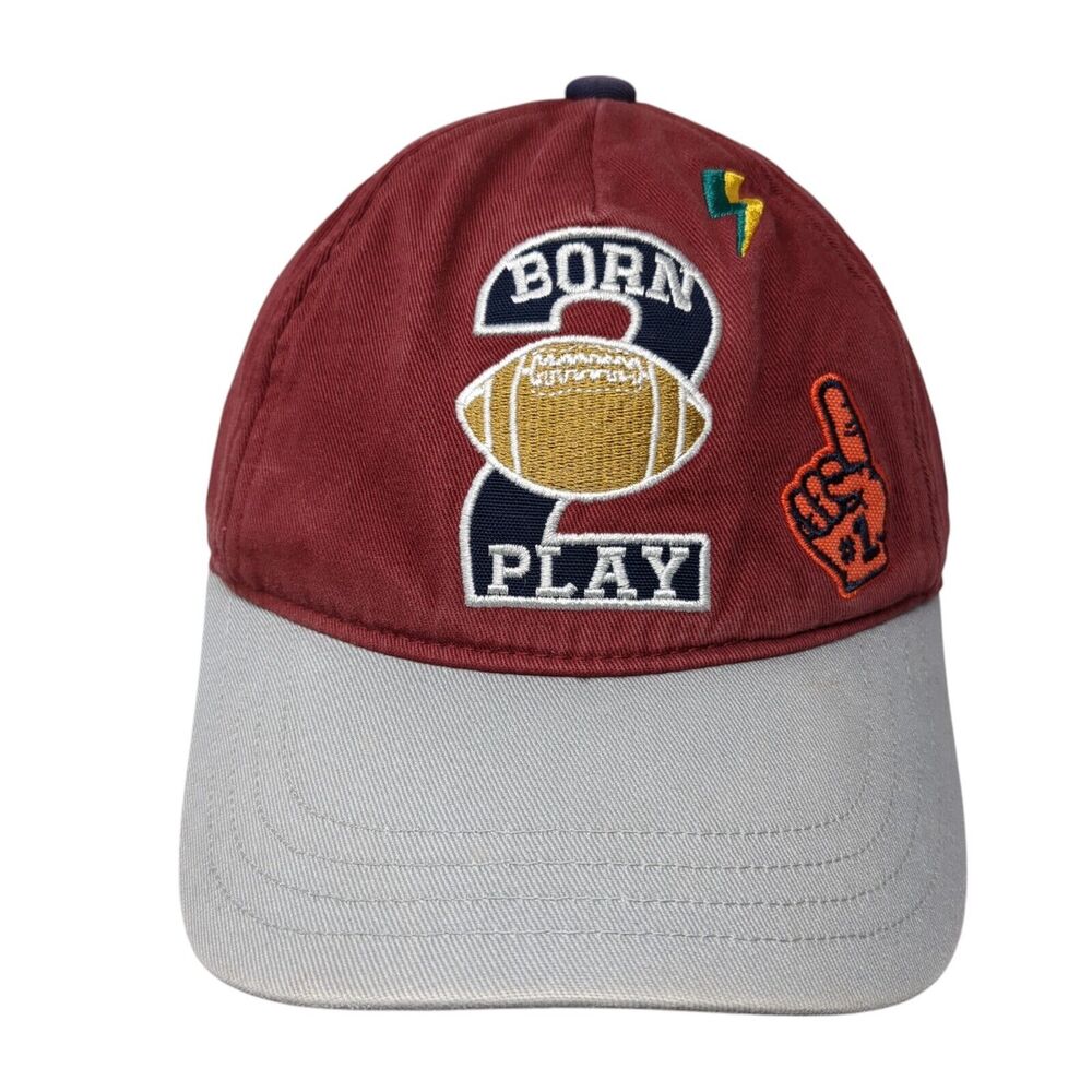 Born 2 Play #1 Baby Strapback Hat Red 2T-5T Adjustable Embroidered Gymboree